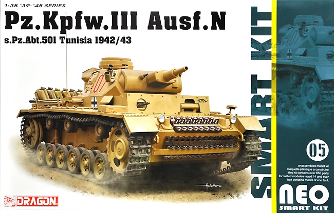 Model Kit military 6956 - Pz.Kpfw.III Ausf.N s.Pz.Abt.501 Tunisia 1942/43 (Neo Smart Kit) (1:35)