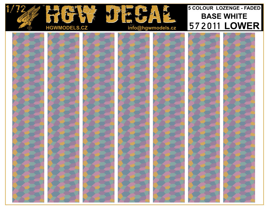 1/72 5 Colour Lozenge Lower - Decals Wood Grain - base white sheet: A5