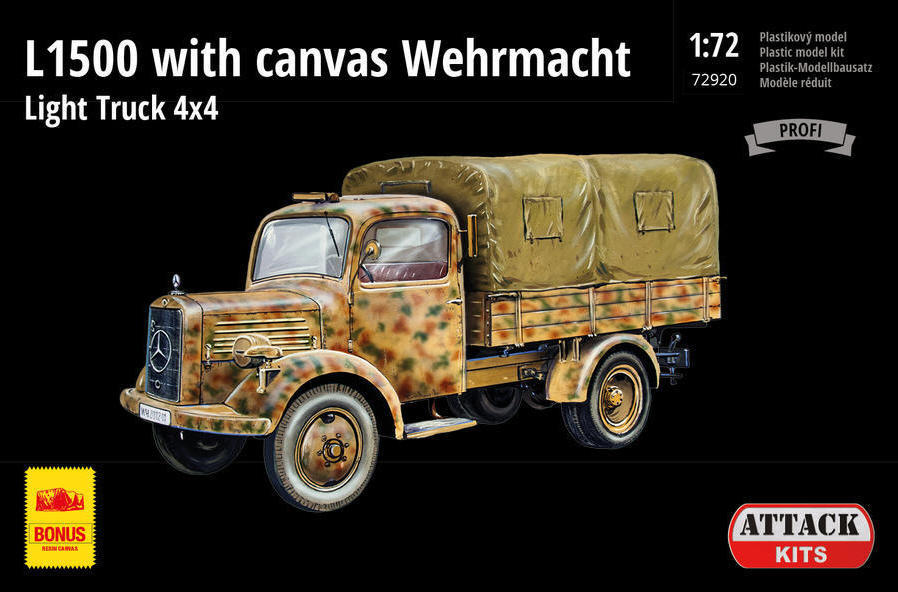 1/72 L1500 with canvas Wehrmacht Light Truck 4x4 (PE ext.set, resin alt. wheels&canvas)