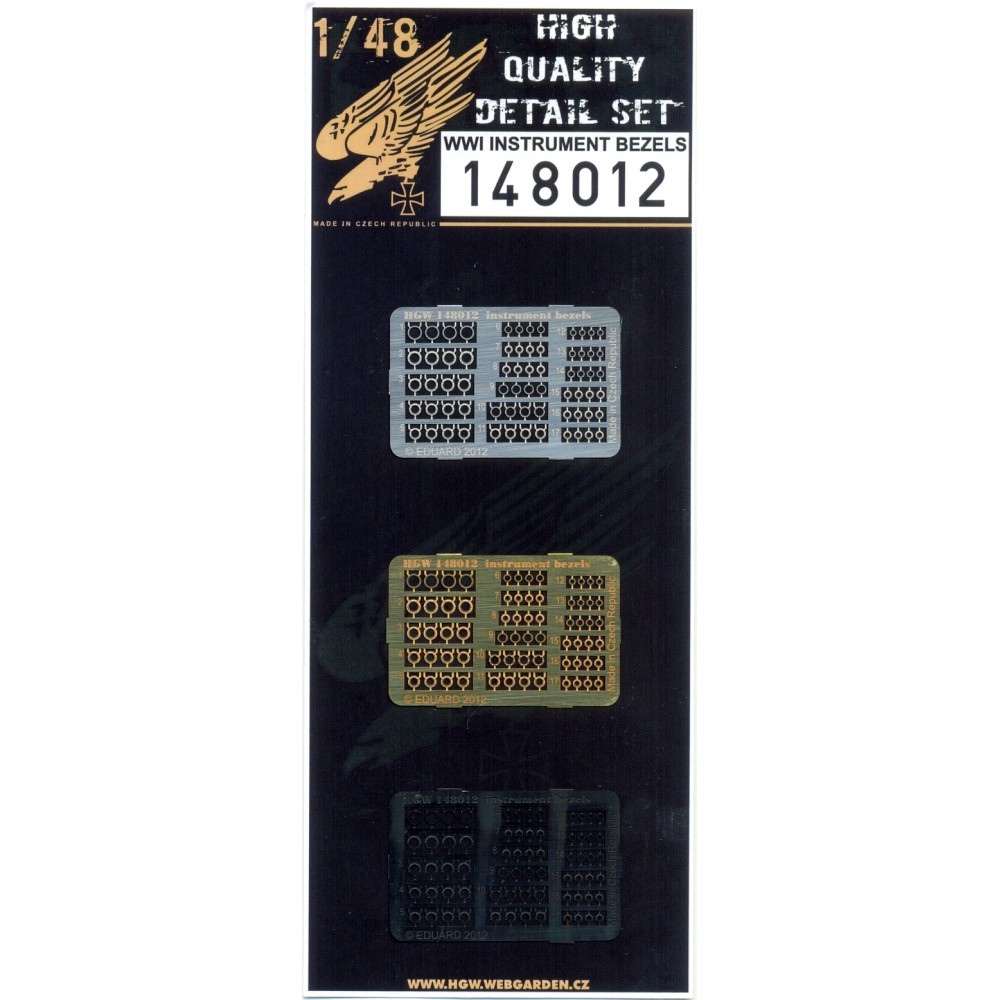 1/48 WWI Instrument Bezels - Photo-etched Sets  - designed for various brands