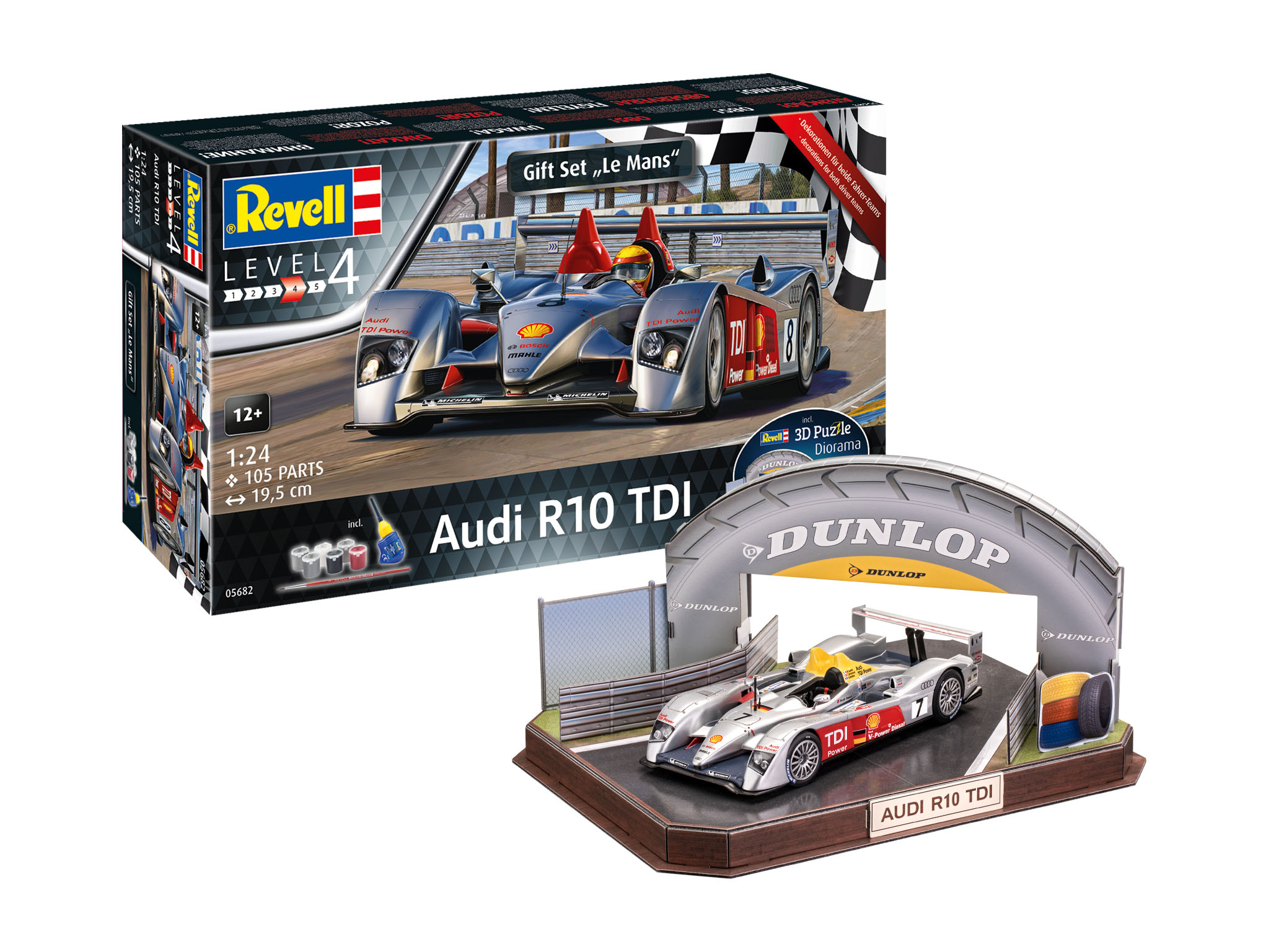 1/24 Audi R10 TDI + 3D Puzzle (LeMans Racetrack) - Revell