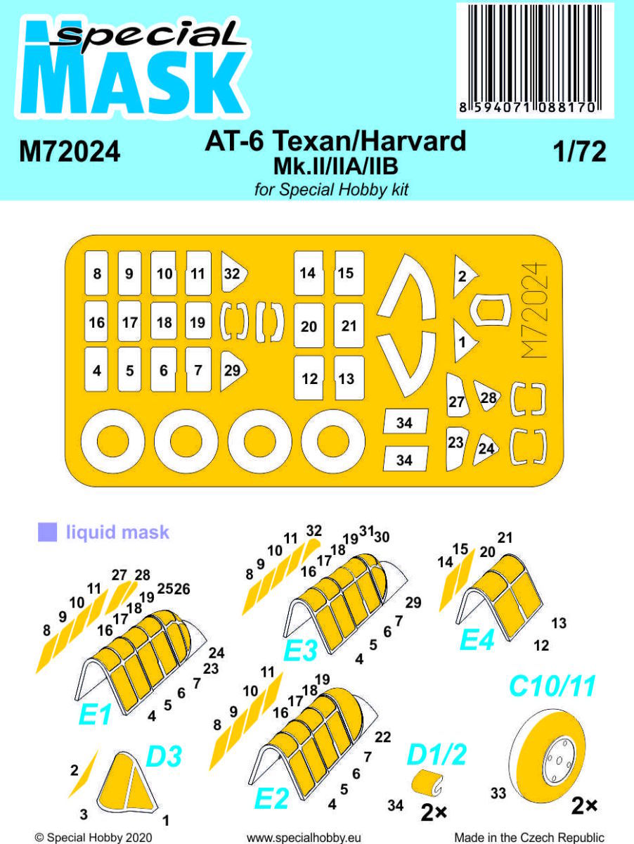 Maska pro plastikový model 1/72 AT-6 Texan/Harvard Mk.II/IIA/IIB