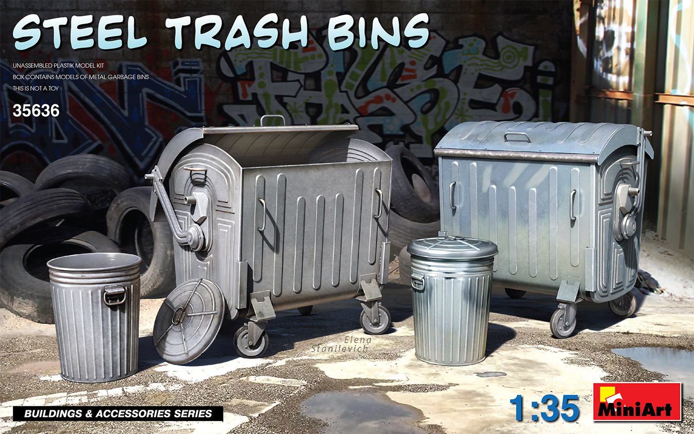 1/35 Steel Trash Bins - Miniart