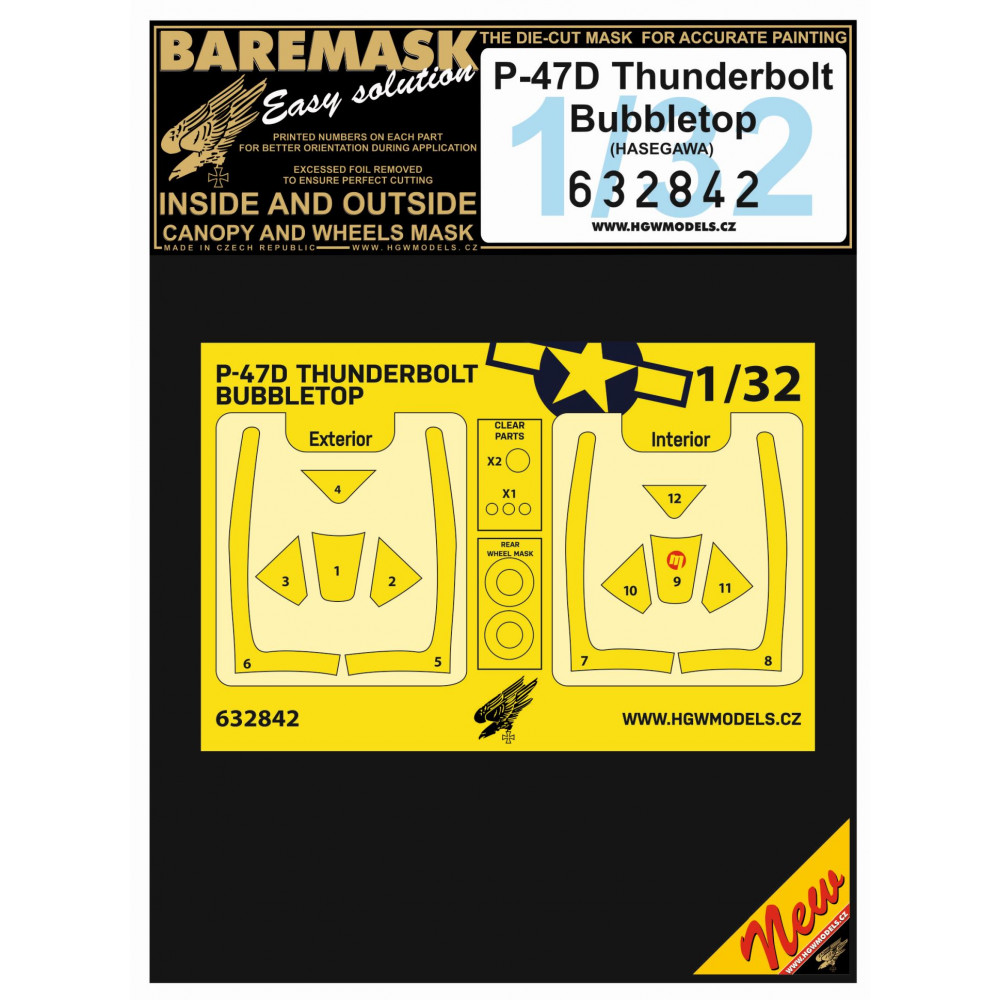 1/32 P-47D Thunderbolt Bubbletop mask for Hasegawa