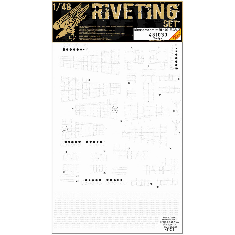 1/48 Messerschmitt Bf109 E-3 /4 /7 /  Trop rivet set for Tamiya