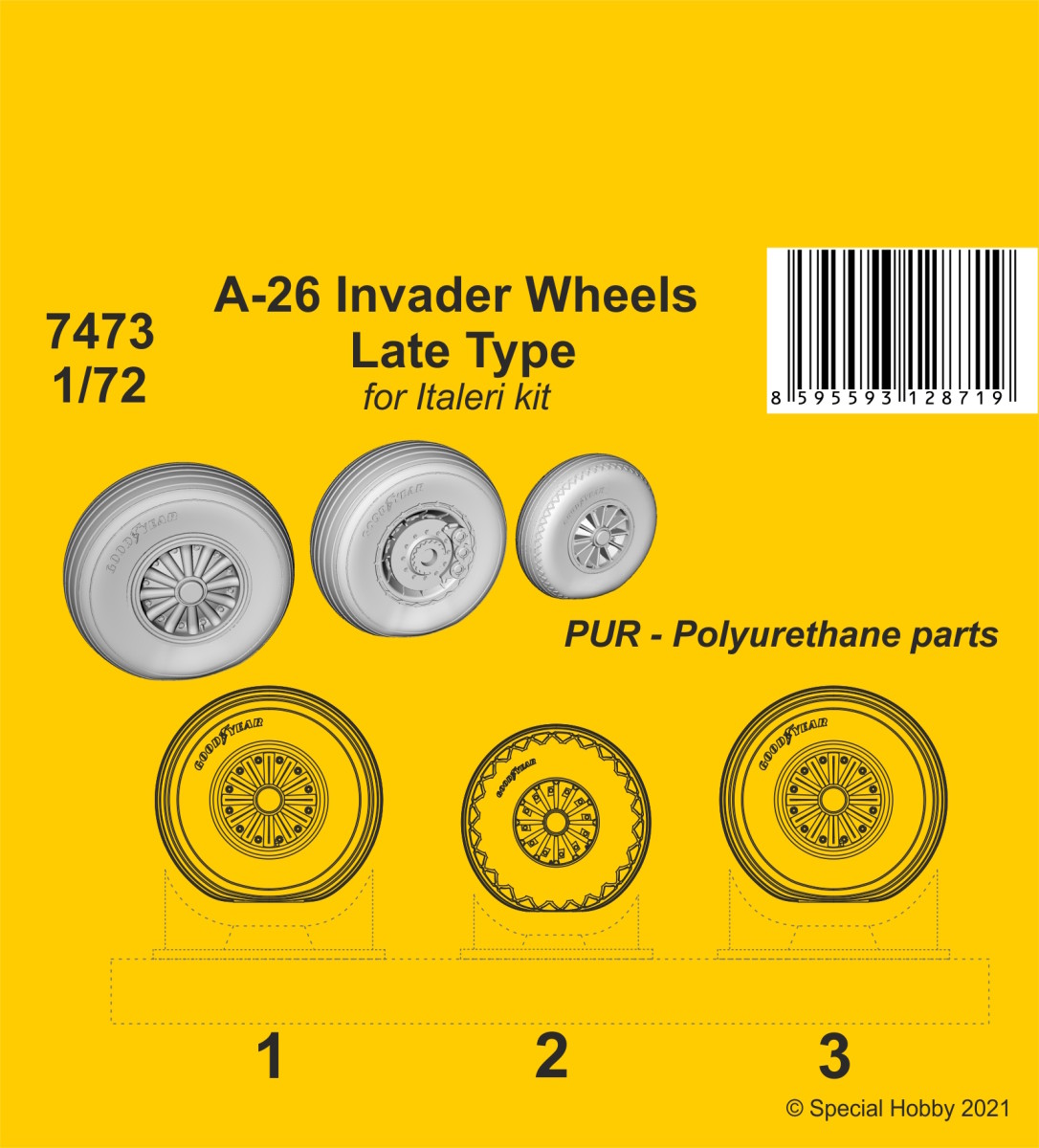 1/72 A-26 Invader Wheels Late Type / for Italeri kit