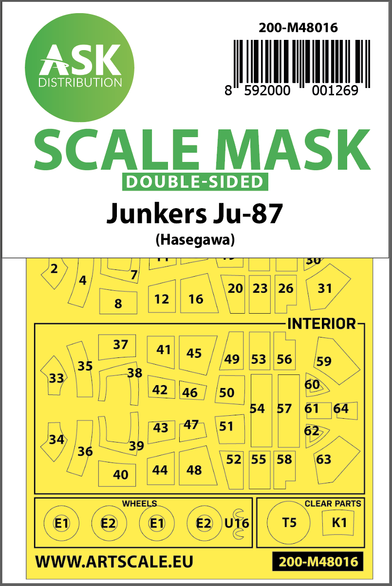 1/48 Junkers Ju 87D double-sided painting mask for Hasegawa / Hobby2000