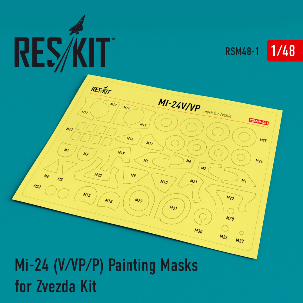 1/48 Mi-24 (V/VP/P) Painting Masks for Zvezda Kit