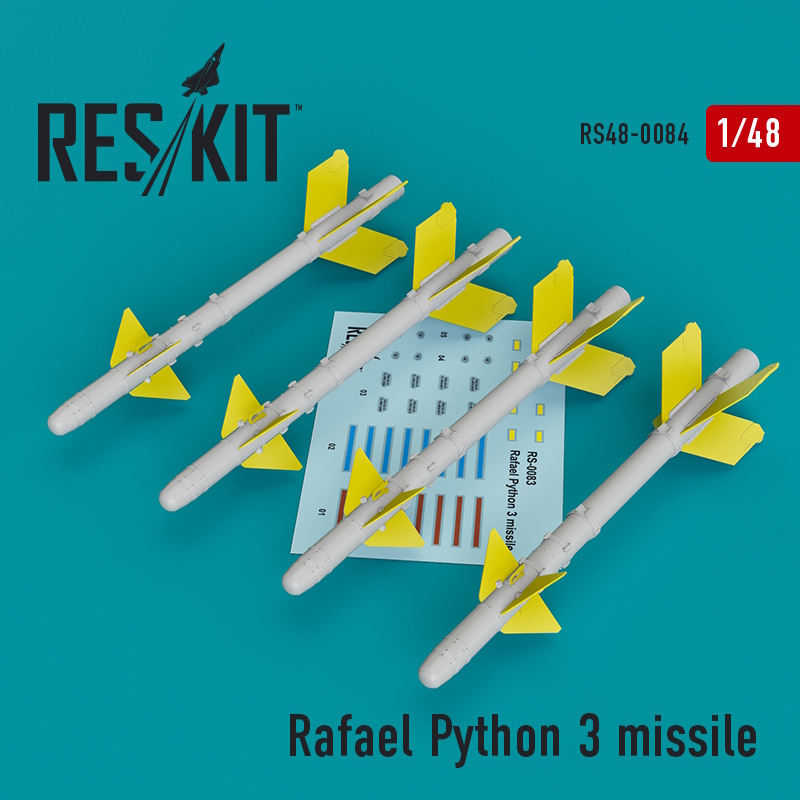 1/48 Rafael Python 3 missile (4 pcs)  (IAI Kfir, F-15C/I, F-16I, JF-17, MiG-211, Mirage F.1)