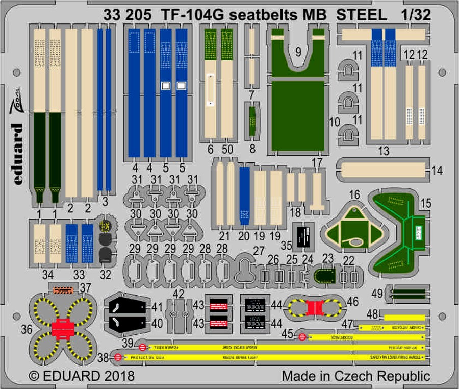 1/32 TF-104G seatbelts MB STEEL for ITALERI kit