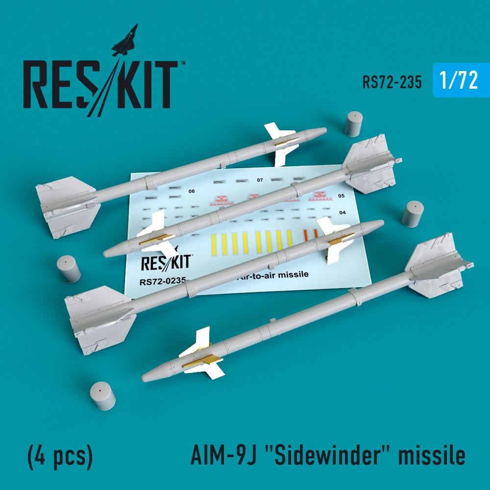 1/72 AIM-9J "Sidewinder"  missile (4 PCS) F-4, F-5, F-16, F-15, F-14, Mirage F.1, Harrier, Mirage II