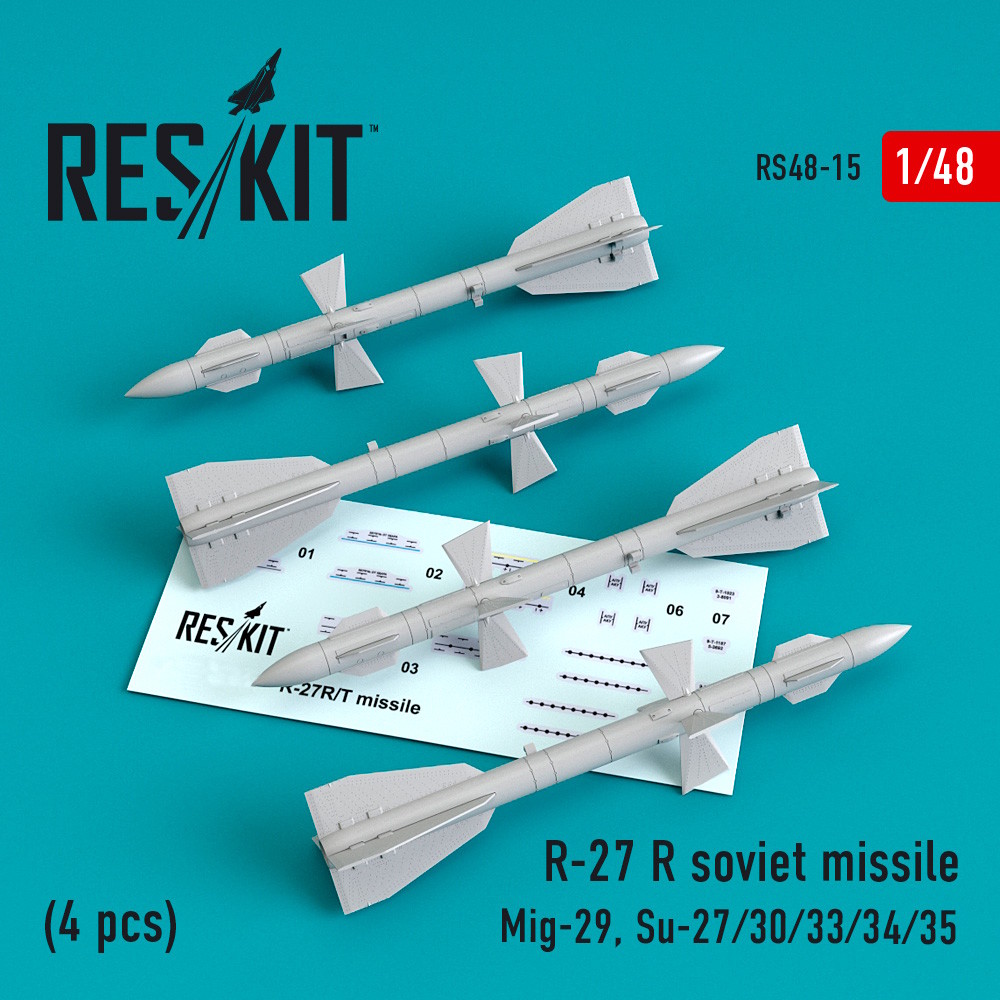 1/48 R-27 R soviet missile (4 pcs) (Mig-29, Su-27/30/33/34/35)