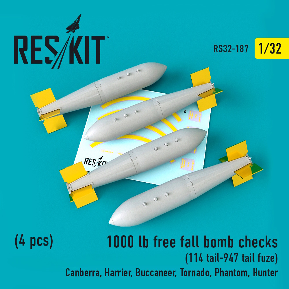 1/32 1000 lb free fall bomb checks  (4PCS) (114 tail-947 tail fuze()Canberra, Harrier, Buccaneer, To