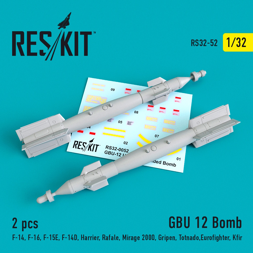 1/32 GBU 12 guided bomb (2 pcs)  (F-14, F-16, F-15E, F-14D, Harrier, Rafale, Mirage 2000, Gripen, To