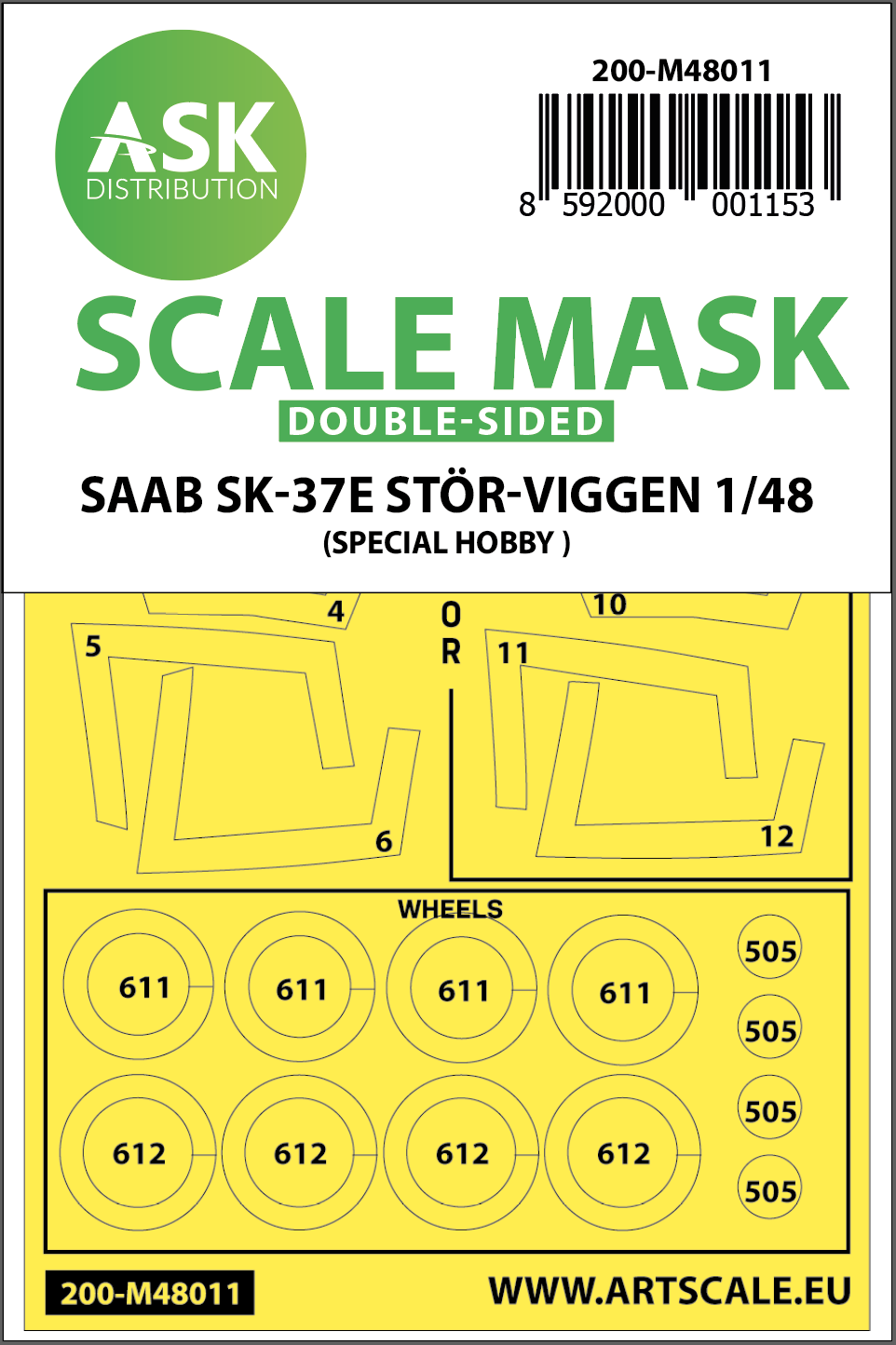 1/48 SAAB SK-37E Stör-Viggen double-sided painting mask for Special Hobby