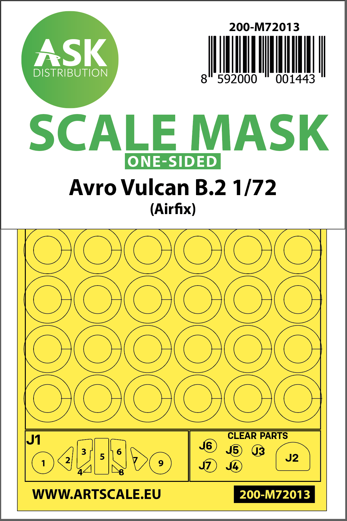 1/72 Avro Vulcan B.2 one-sided painting mask for Airfix