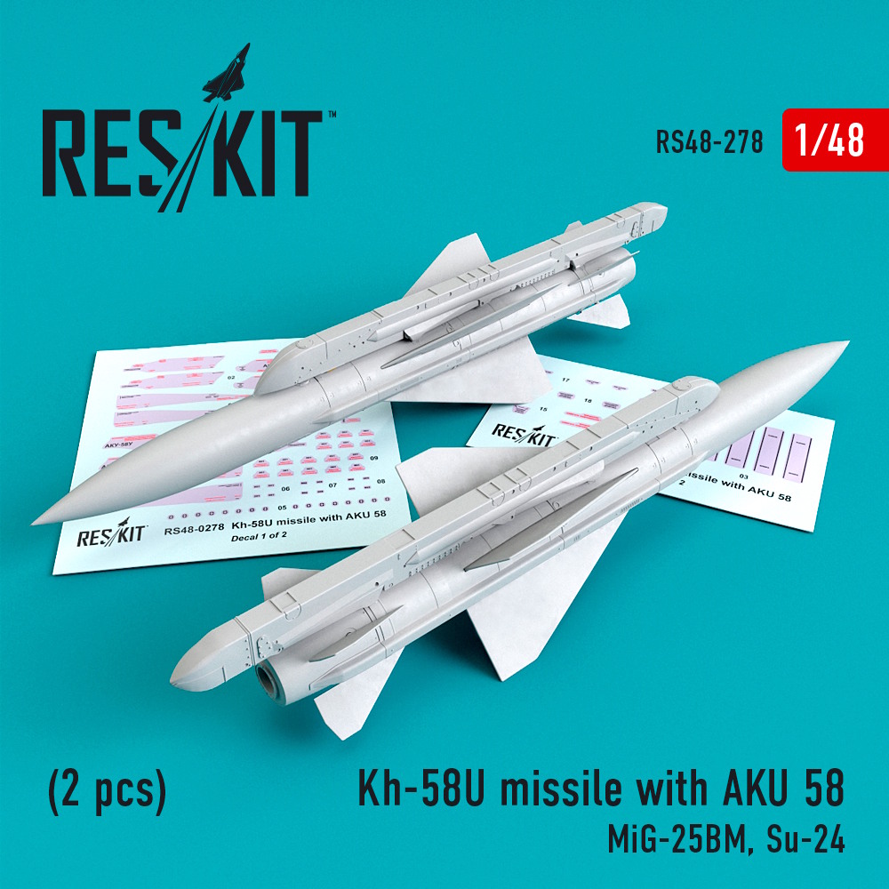 1/48 Kh-58U missile with AKU 58 (2 pcs) (MiG-25BM, Su-24)