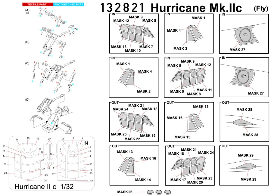 1/32 Hawker Hurricane Mk.II - Basic Line - BASIC LINE: seatbelts + masks Fly