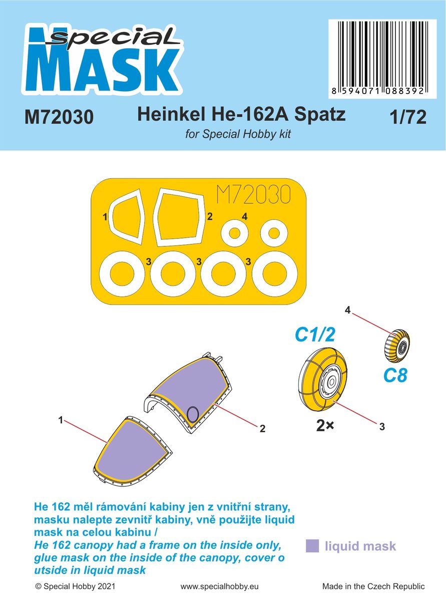 Maska pro plastikový model 1/72 Heinkel He 162