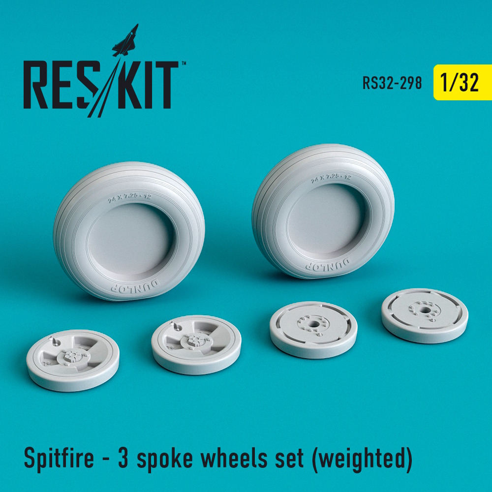 1/32 Spitfire - 3 spoke wheels set  (weighted) for Hasegawa, Hobby Boss, Revell, Tamiya kits