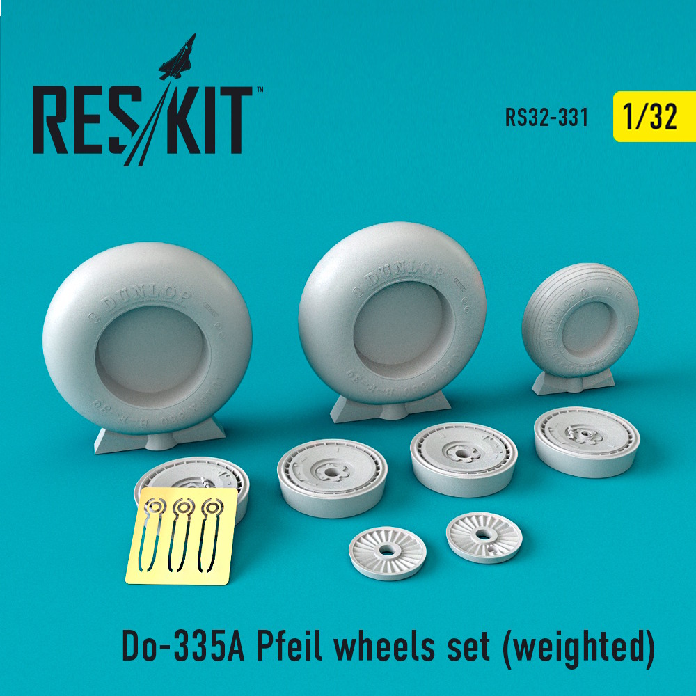 1/32 Do-335А Pfeil wheels set  (weighted) for Cyber Hobby, HK Models,  Zoukei-Mura kits