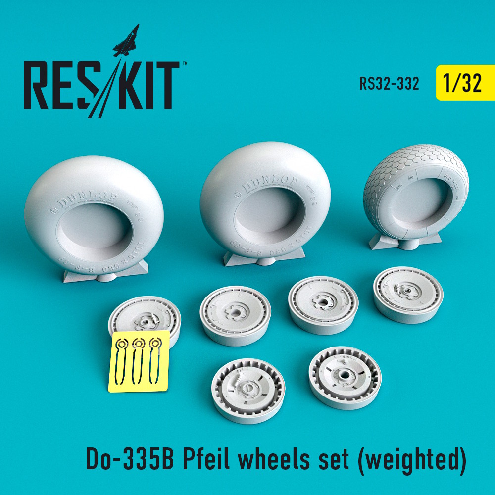 1/32 Do-335В Pfeil wheels set  (weighted) for Cyber Hobby, HK Models,  Zoukei-Mura kits