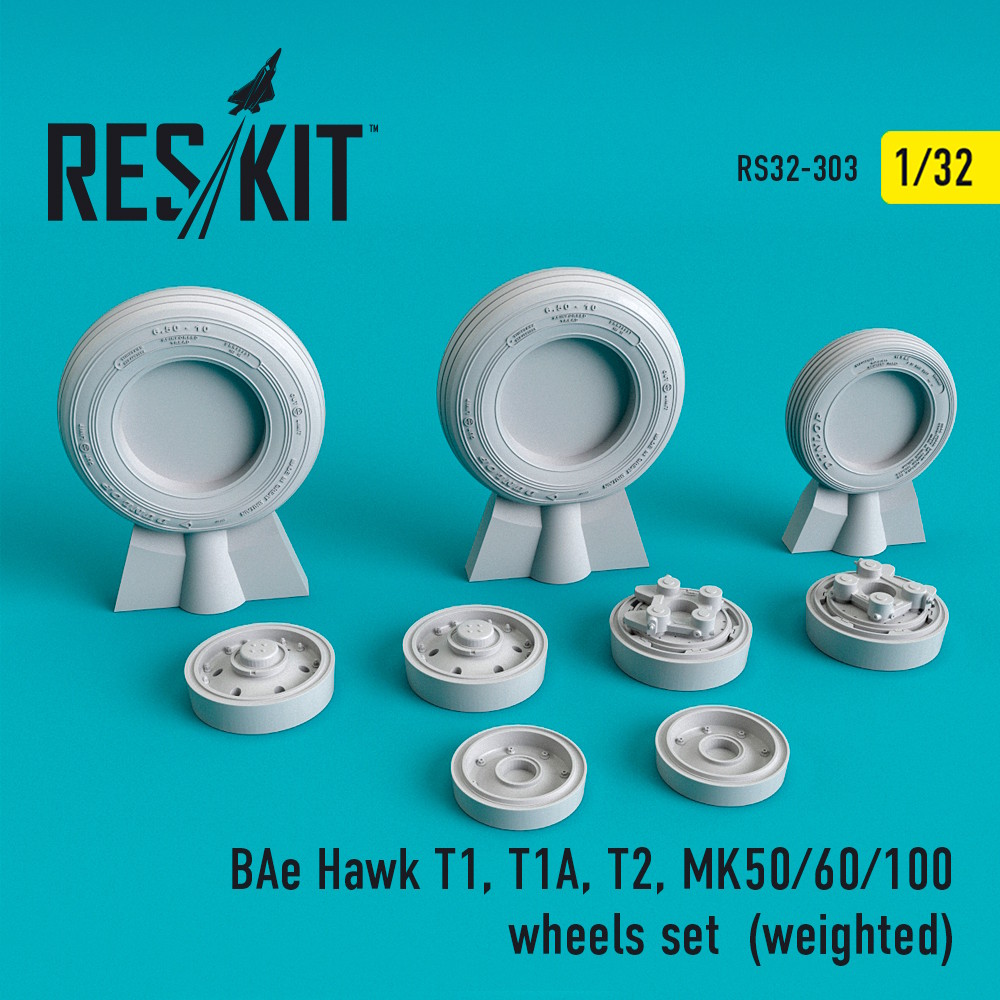 1/32 BAe Hawk T1, T1A, T2, MK50/60/100 wheels set  (weighted) for Revell kits