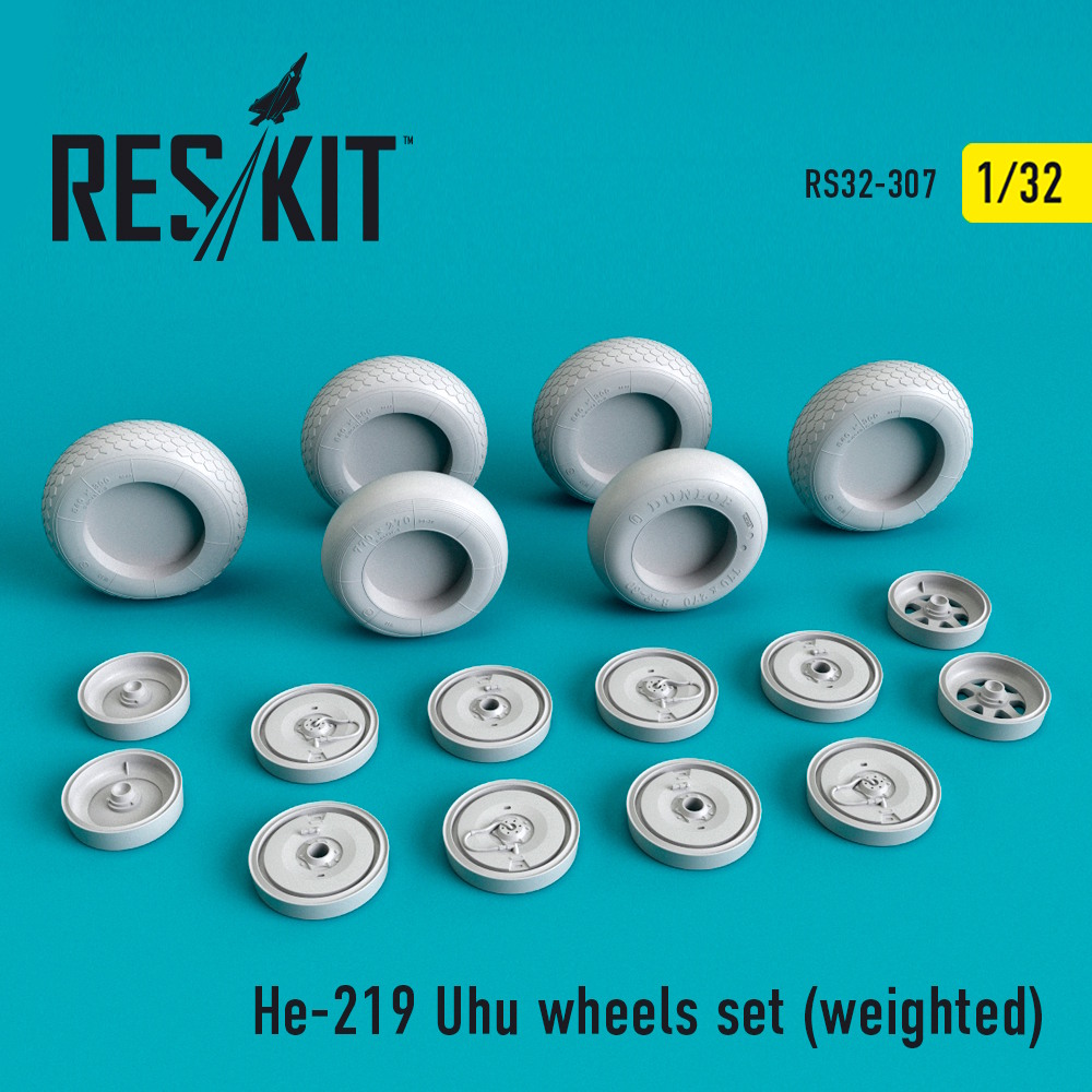 1/32 He-219 Uhu wheels set  (weighted) for Zoukei-Mura, Ravall kits