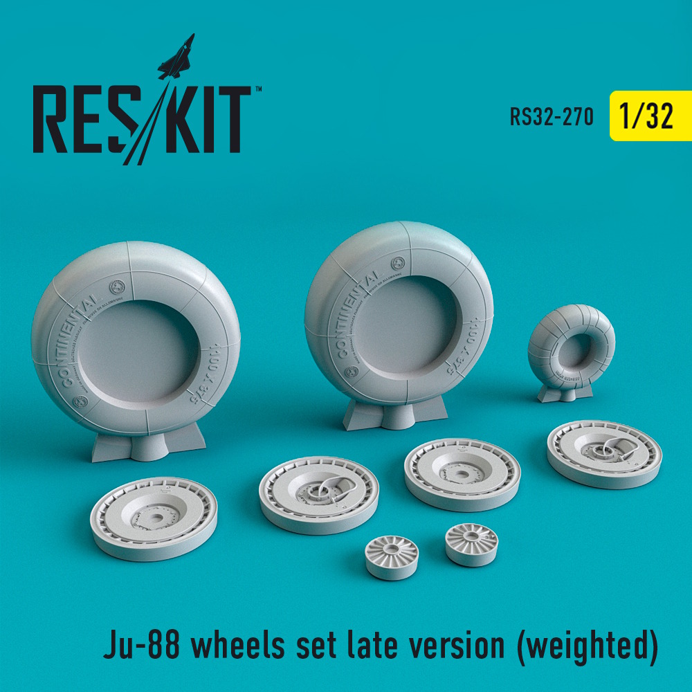 1/32 Ju-88 wheels set late version  (weighted) for Revell kits