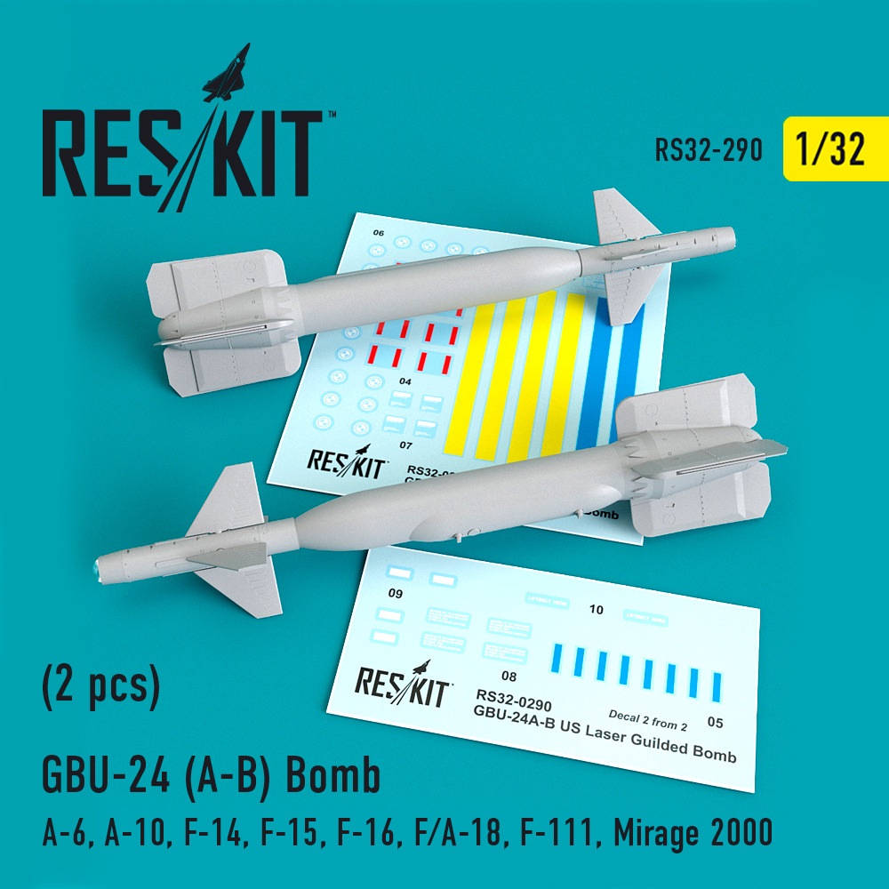 1/32 GBU-24 (A-B) Bomb (2 pcs))(A-6, A-10, F-14, F-15, F-16, F/A-18, F-111, Mirage 2000) for Aademy,