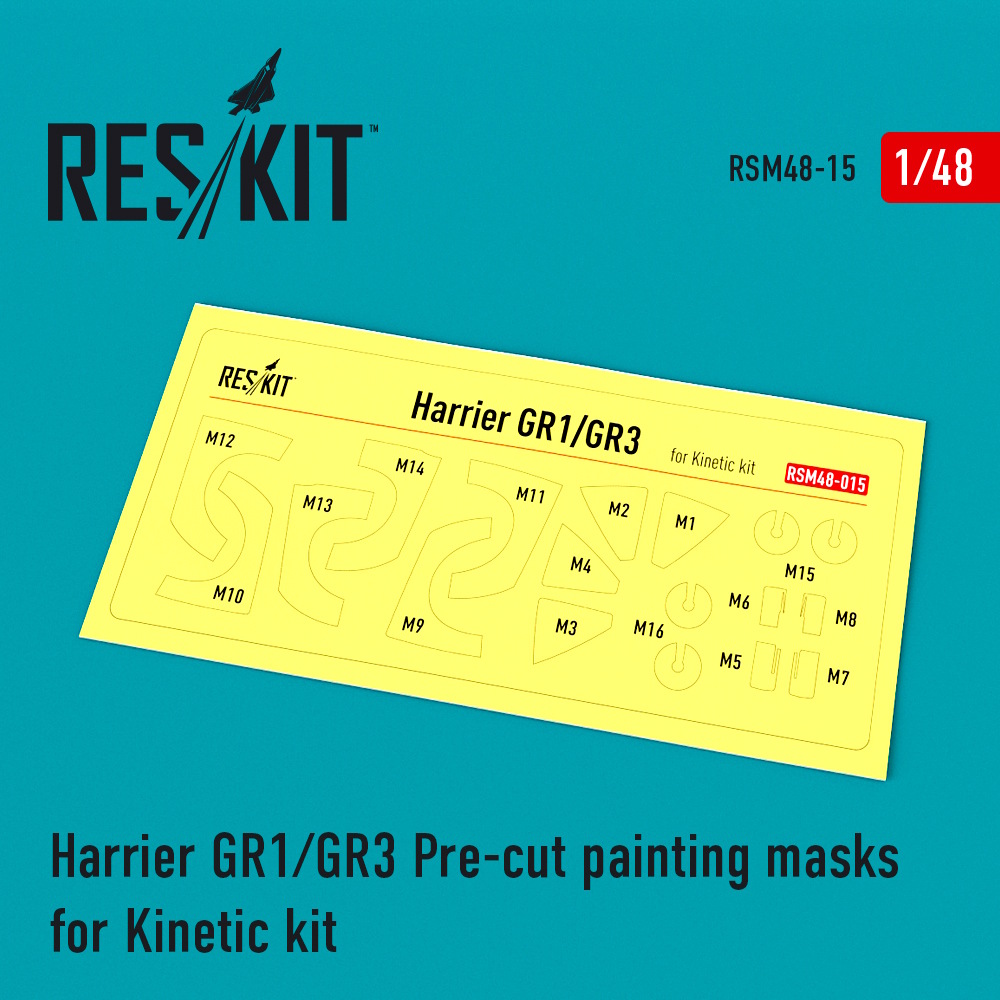 1/48 Harrier GR1/GR3 Pre-cut painting masks for Kinetic kits