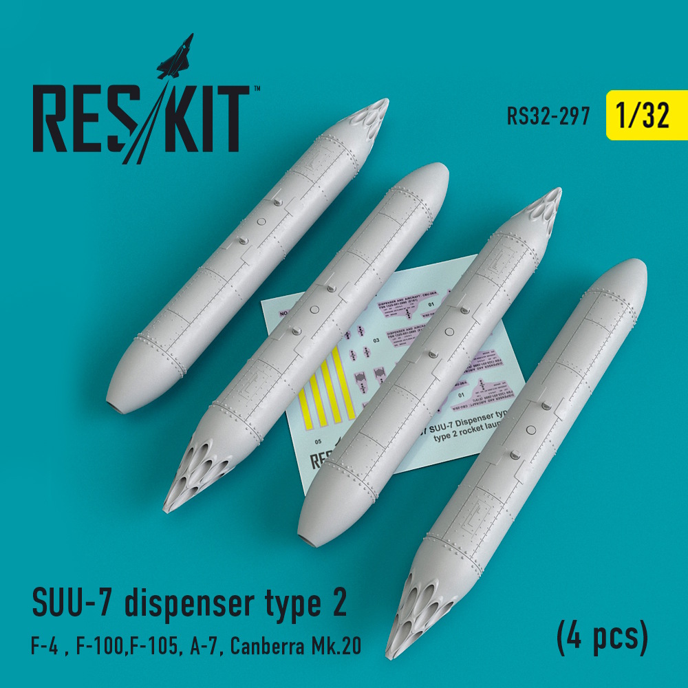 1/32 SUU-7 dispenser type 2 (4 pcs)(F-4, F-100, F-105, A-7, Canberra Mk.20) for Trumpeter, Tamiya ki