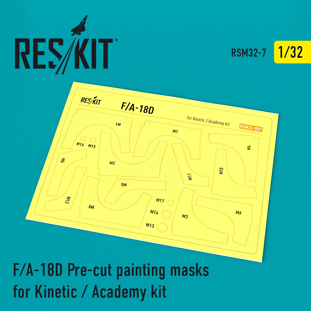 1/32 F/A-18D Pre-cut painting masks for Kinetic / Academy kits