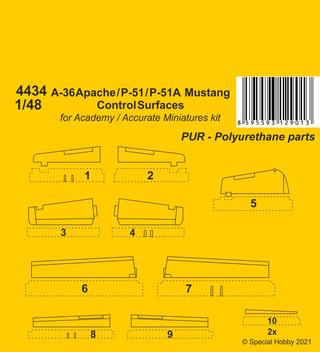 1/48 A-36 Apache / P-51 / P-51A  Mustang Control Surfaces