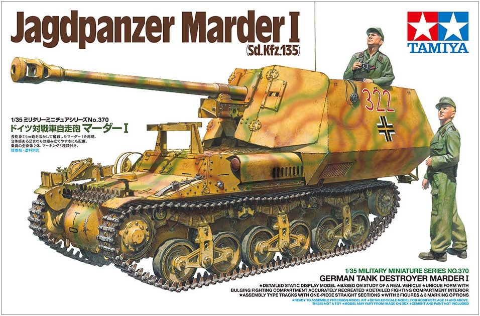 Plastikový model tanku Jagdpanzer Marder I (Sd.Kfz.135) - Tamiya