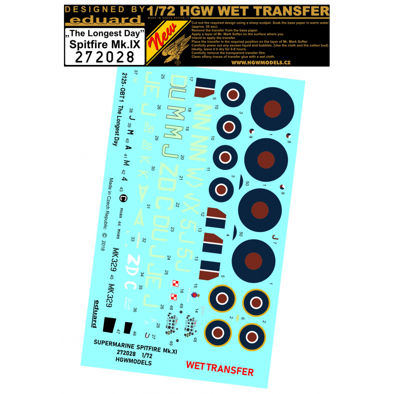 1/72 Spitfire Mk.IX "The Longest Day" - Markings - Wet Transfers