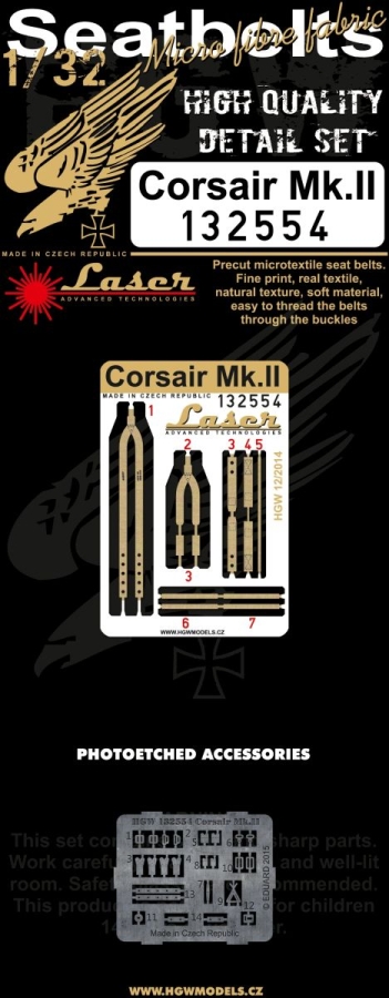 1/32 Corsair Mk.II - Fabric Seat Belts  - pre-cut (laser)