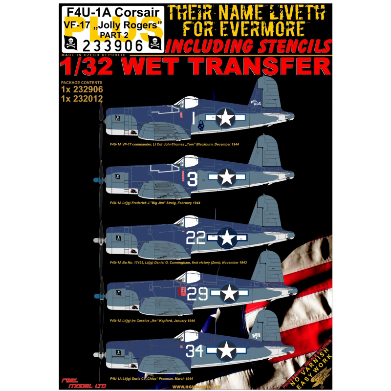 1/32 F4U-1A VF-17 "Jolly Rogers" - Part 2 - Wet Transfers - markings