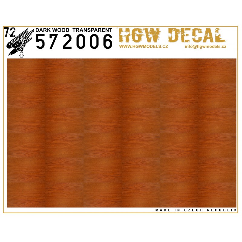 1/72 Dark Wood - Decals Wood Grain - transparent sheet: A5