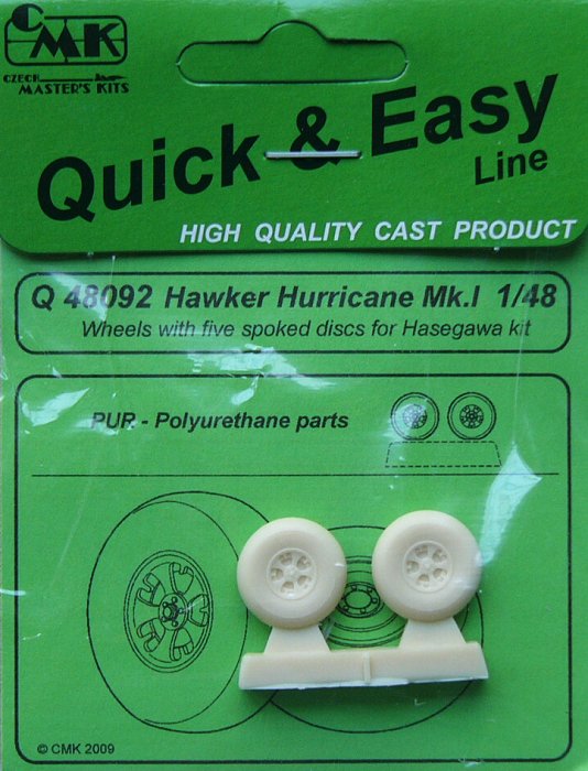 1/48 Hawer Hurricane MK.I wheels 5 spoked disc