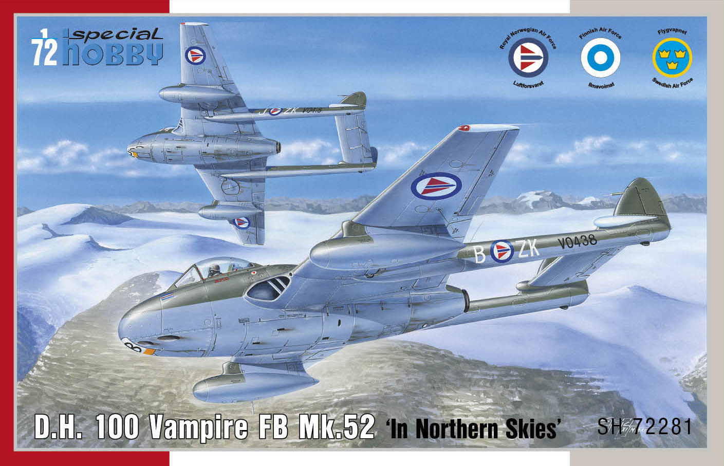 Plastikový model letadla 1/72 DH 100 Vampire FB Mk.52 Over Northern Sky - R