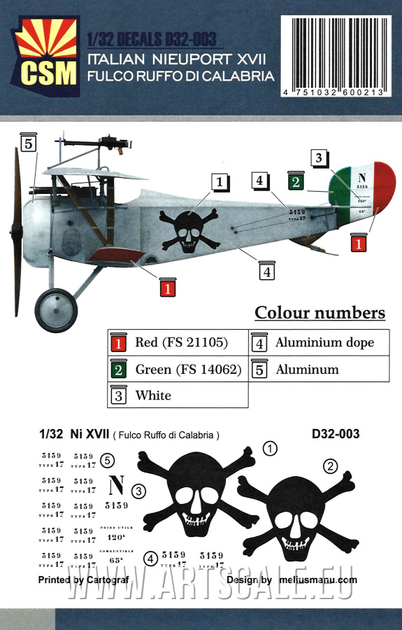 1/32 ITALIAN NIEUPORT XVII FULCO RUFFO DI CALABRIA