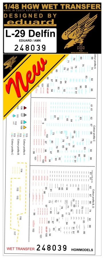1/48 L-29 Delfín Stencils - Wet Transfers - Eduard