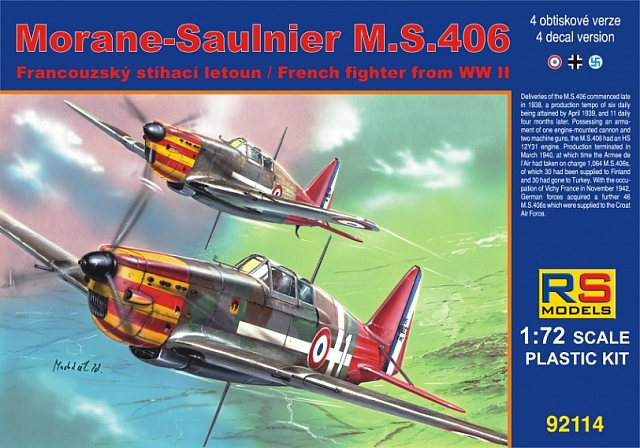 Plastikový model letadla 1/72 Morane Saulnier MS.406 4 decal v. for Vichy, Luftwaffe, Finland