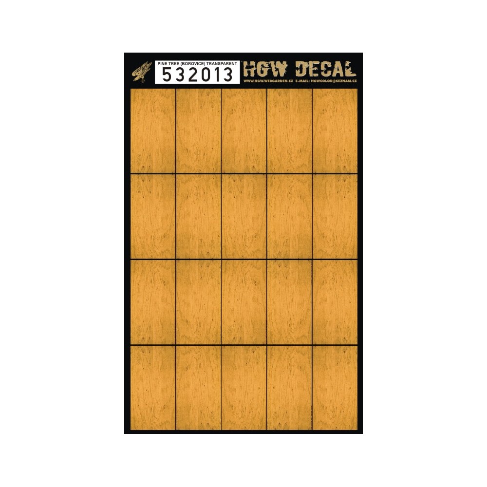 1/32 Pine Tree - Yellow Tone - Decals Wood Grain - transparent 20 pc. of 60 x 32 mm