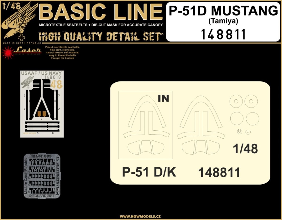 1/48 P-51D Mustang - Basic Line - BASIC LINE: seatbelts + masks Tamiya