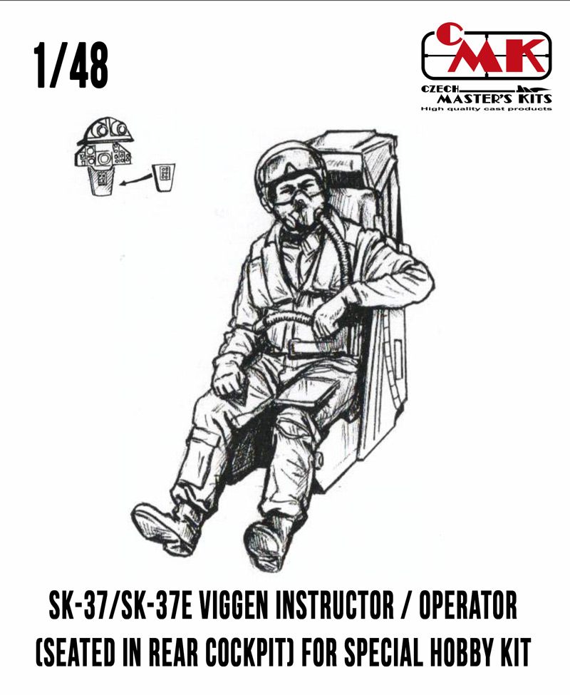 1/48 SK-37/SK-37E Viggen Instructor / Operator (seated in rear cockpit) for Special Hobby kit 