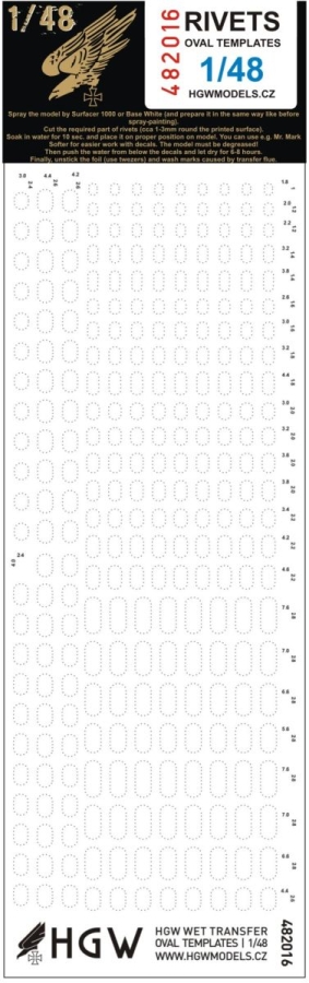 1/48 Oval Templates - Free Lines of Rivets - oval patterns in 1/48 scale