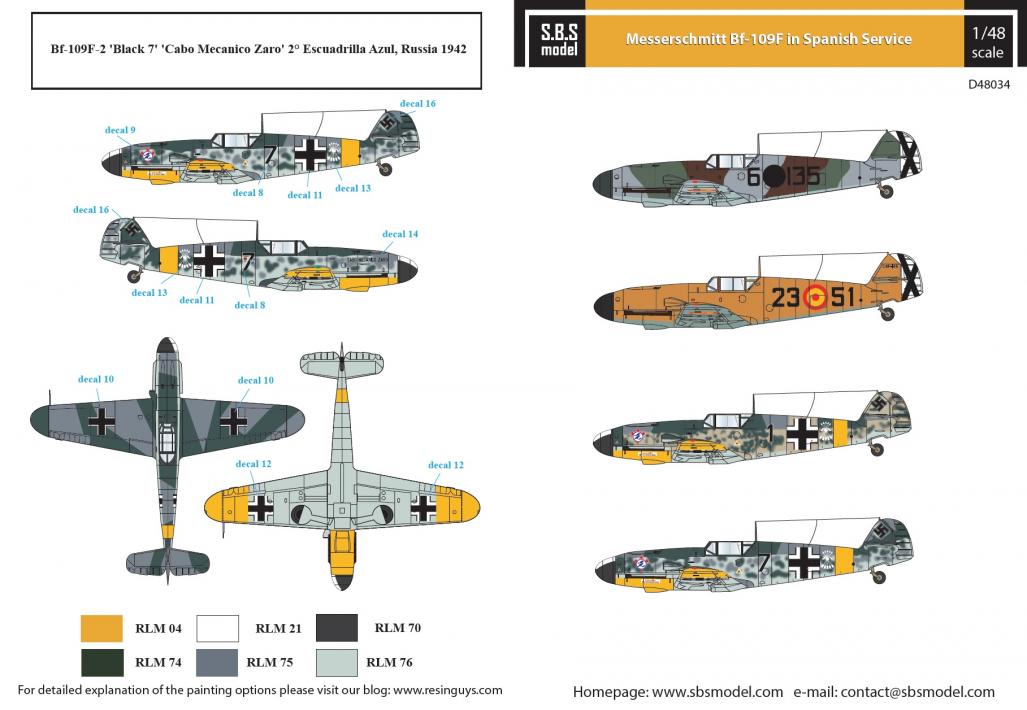 1/48 Messerschmitt Bf-109F Spanish Air Force - Decals 