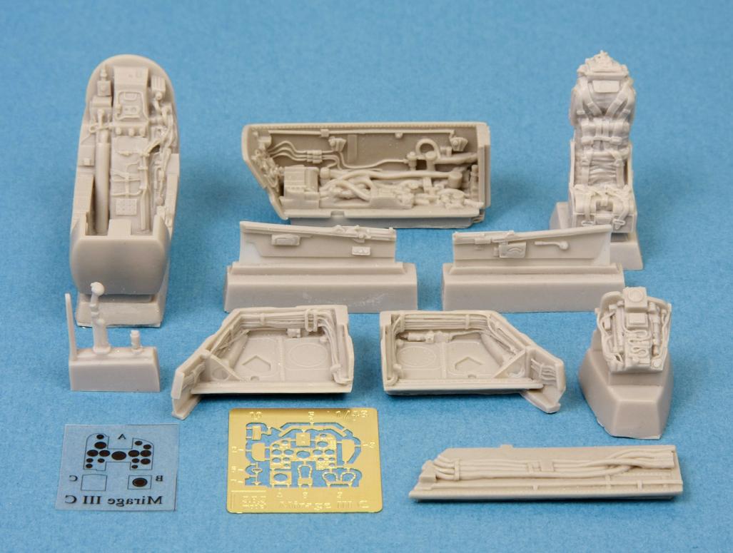 1/48 Mirage III Detail set (cockpit/wheel bays) - Resin + PE for Eduard/Hobbyboss